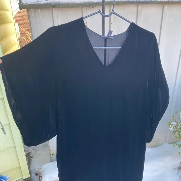 Eileen Fisher | Dresses | Eileen Fisher Black Velvet Batwing Mini Dress M |  Poshmark